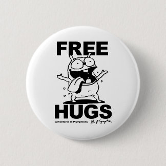 "Free Hugs" Bill Plympton Dog button