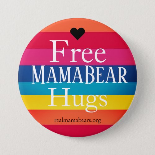 Free Hugs Button with Rainbow Stripes