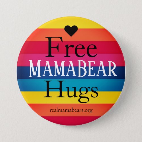Free Hugs Button with Rainbow Stripes