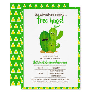 Free Hugs Cacti Family Modern Yellow Green Invitation