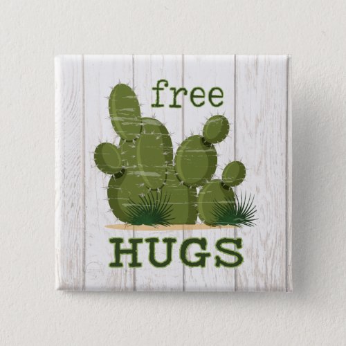 Free Hugs Cactus Button