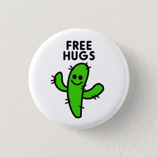 Free Hugs Cactus Funny Button