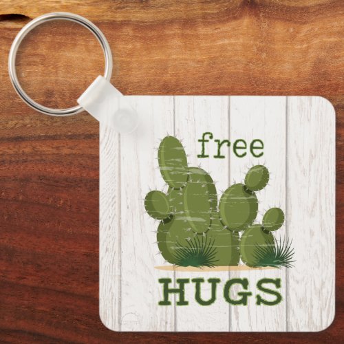 Free Hugs Cactus Keychain