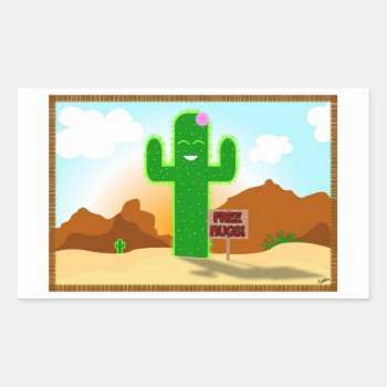 Free Hugs Cactus Stickers by Nutetun at Zazzle