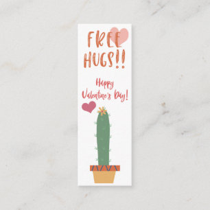 Free Hugs!  Cactus Valentine Mini Bookmark Mini Business Card