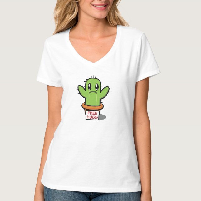 Free Hugs Cactus Women’s Shirt – Funny Succulent  (Front)