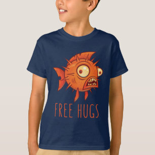 Free Hugs Cartoon Blowfish T-Shirt