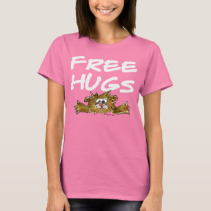 Free Hugs Cartoon Hamster White Text  T Shirt