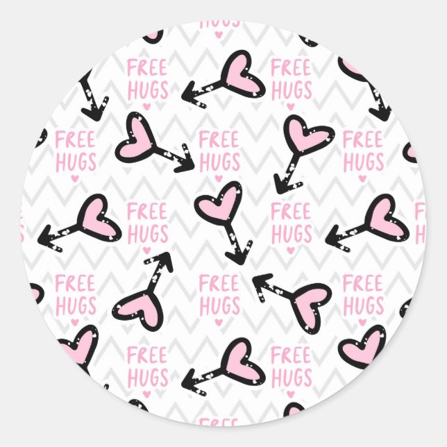 Free Hugs Classic Round Sticker (Front)
