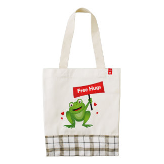 free hugs cute frog zazzle HEART tote bag