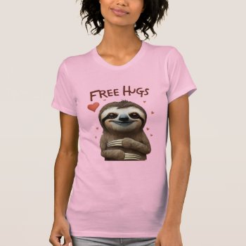 Free Hugs Cute Sloth T-shirt by FUNNSTUFF4U at Zazzle