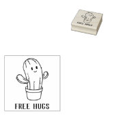 Free Hugs Cute Smiling Cactus Rubber Stamp (Stamped)