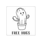 Free Hugs Cute Smiling Cactus Rubber Stamp (Imprint)