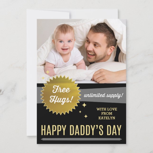 Free Hugs Father's Day Flat Card / Faux Gold Foil (Front)