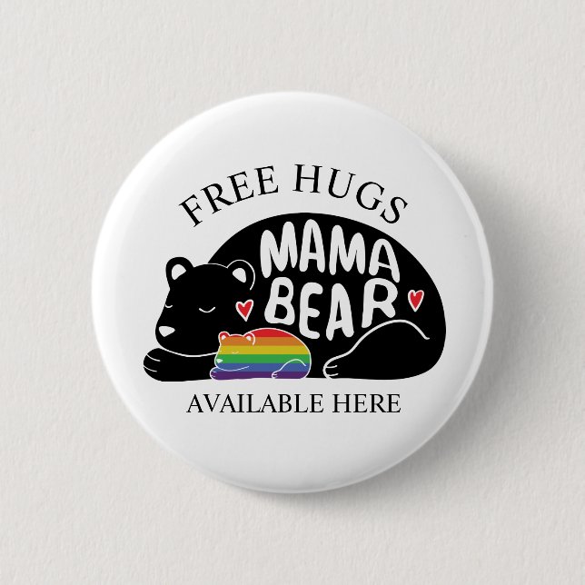 Free Hugs from Mama Bear Button (Front)