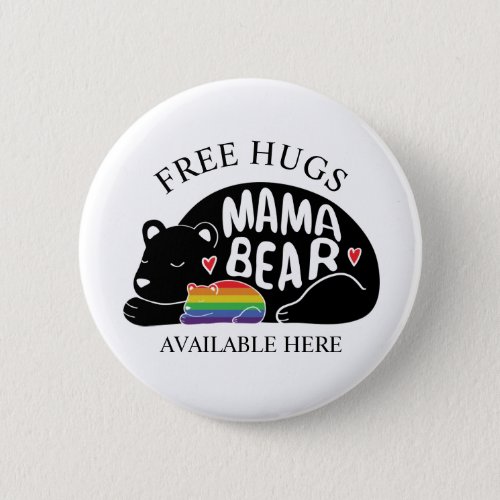 Free Hugs from Mama Bear Button