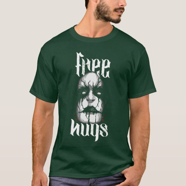 Free Hugs Halloween Creepy Mask Face Scary Horror  T-Shirt (Front)