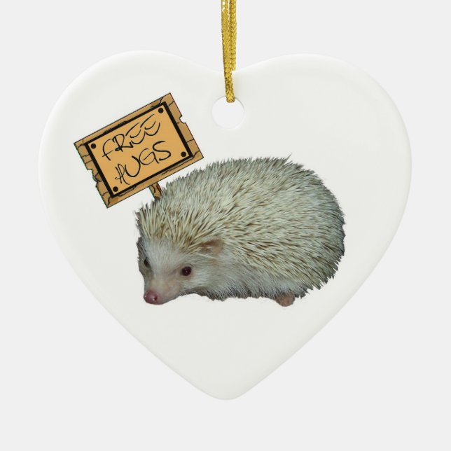 Free Hugs Hedgehog Ceramic Ornament (Front)