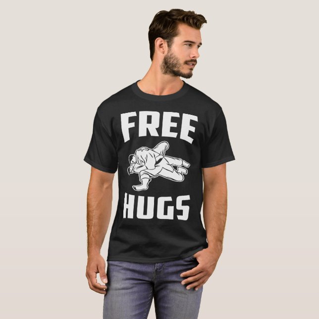 Free Hugs Jiu Jitsu BJJ Gift Gift Tee (Front Full)