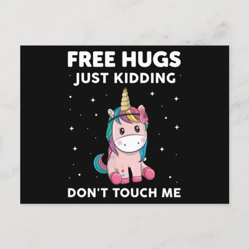 Free Hugs Just Kidding Do Not Touch Me Postcard