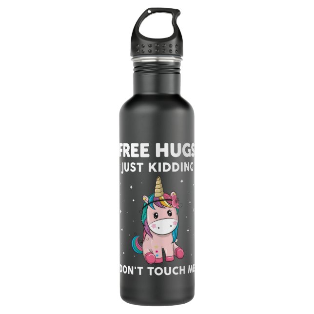 Free Hugs Just Kidding Dont Touch Me Stainless Steel Water Bottle (Front)