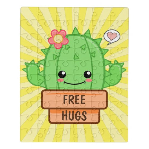 Free Hugs Kawaii Cactus Jigsaw Puzzle