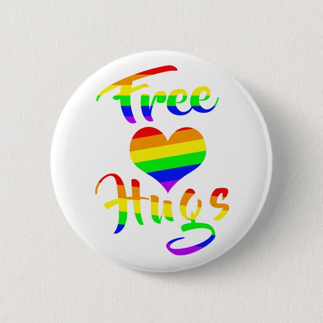 Free Hugs | LGBTQ+ Pride  Button (Front)
