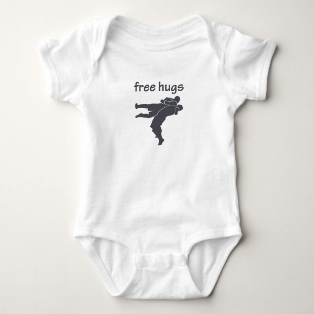 Free Hugs mma, bjj, grappling, wrestling baby Bodysuit (Front)