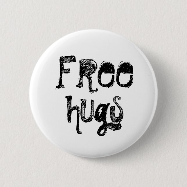 Free, hugs pinback button (Front)