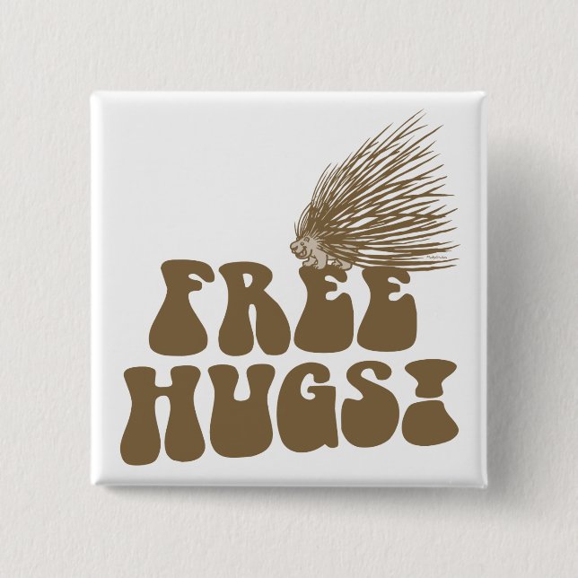 Free Hugs Porcupine Love Pinback Button (Front)