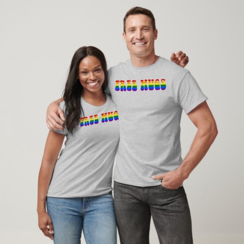 Free Hugs Pride Flag Rainbow Colors T_Shirt