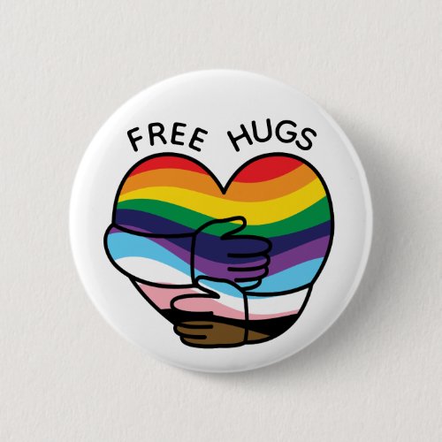 FREE HUGS Progress Pride Button Pin