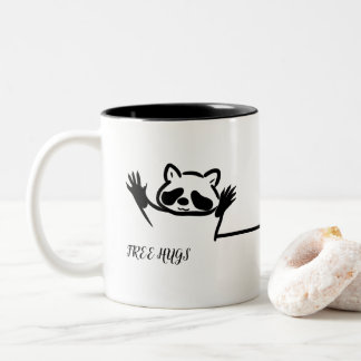 FREE HUGS RACCOON Two-Tone COFFEE MUG