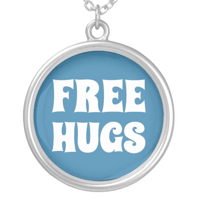 Free Hugs Silver Plated Necklace (Front)
