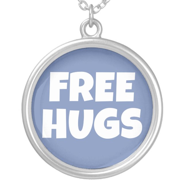 Free Hugs Silver Plated Necklace (Front)