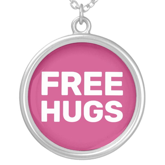 Free Hugs Silver Plated Necklace (Front)