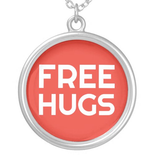 Free Hugs Silver Plated Necklace