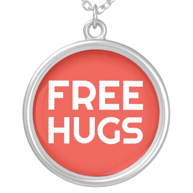 Free Hugs Silver Plated Necklace (Front)