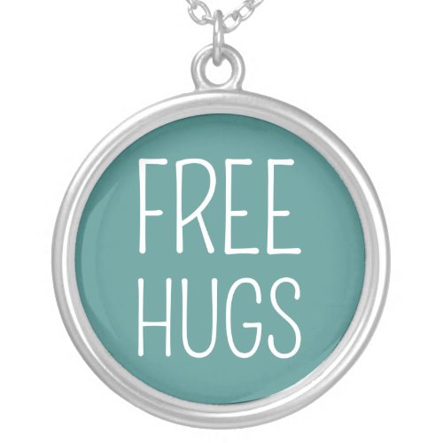 Free Hugs Silver Plated Necklace