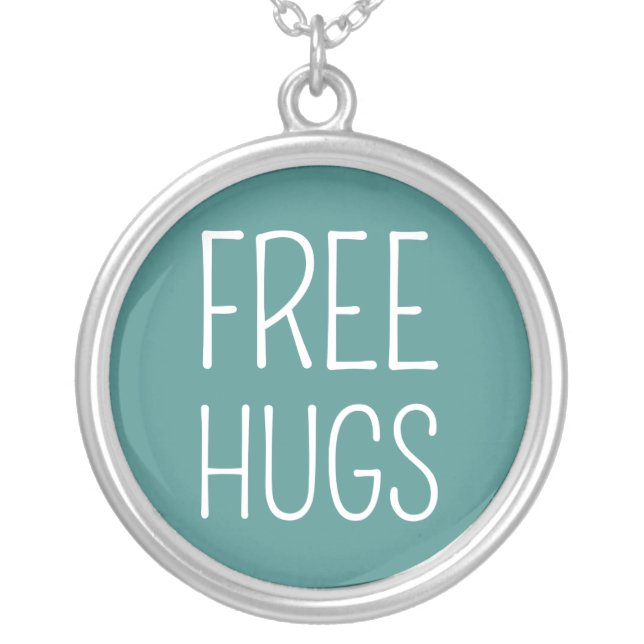 Free Hugs Silver Plated Necklace (Front)