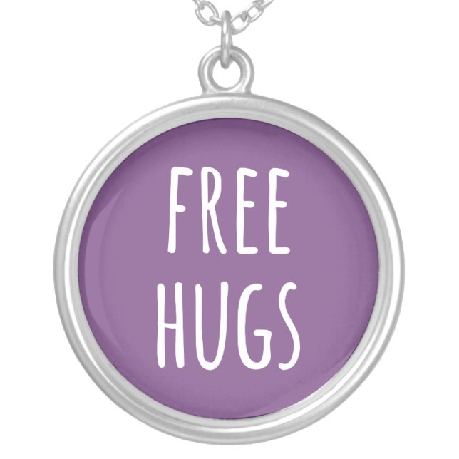 Free Hugs Silver Plated Necklace (Front)