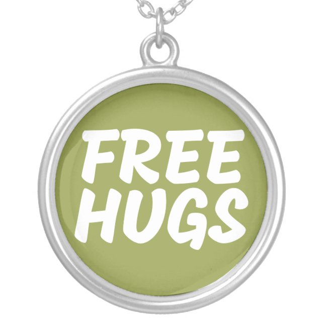 Free Hugs Silver Plated Necklace (Front)