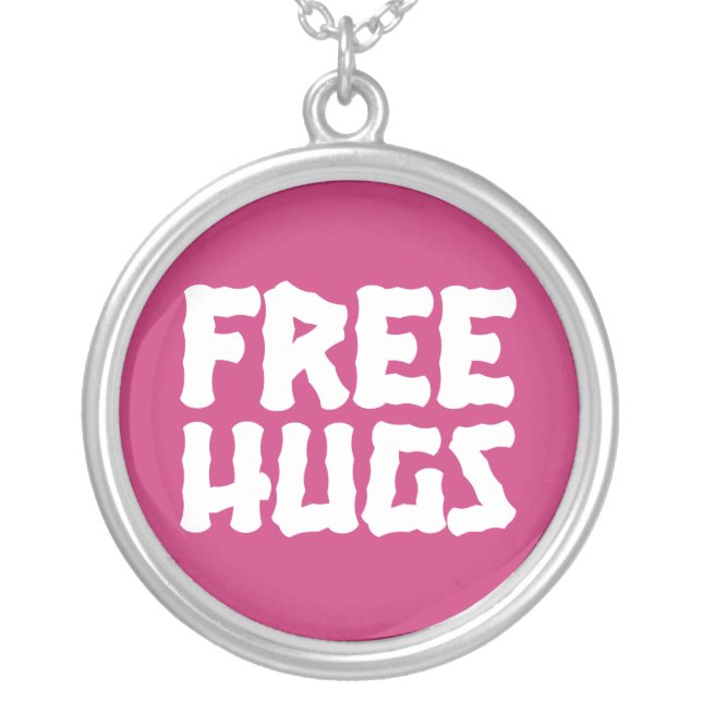 Free Hugs Silver Plated Necklace (Front)