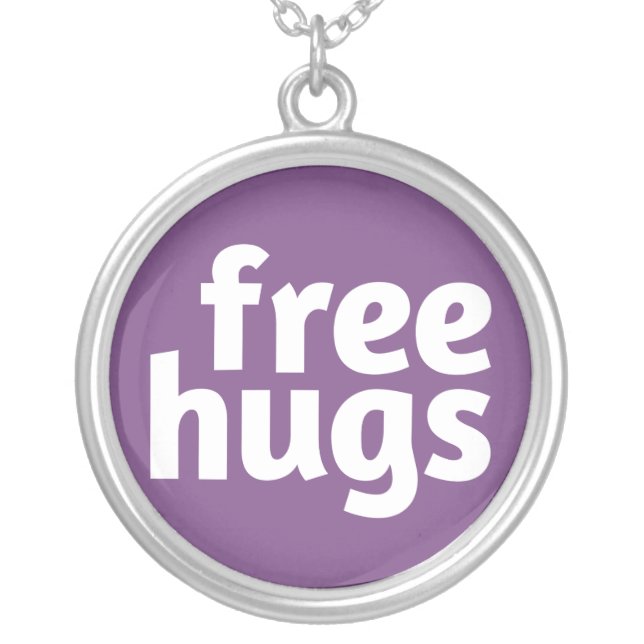 Free Hugs Silver Plated Necklace (Front)