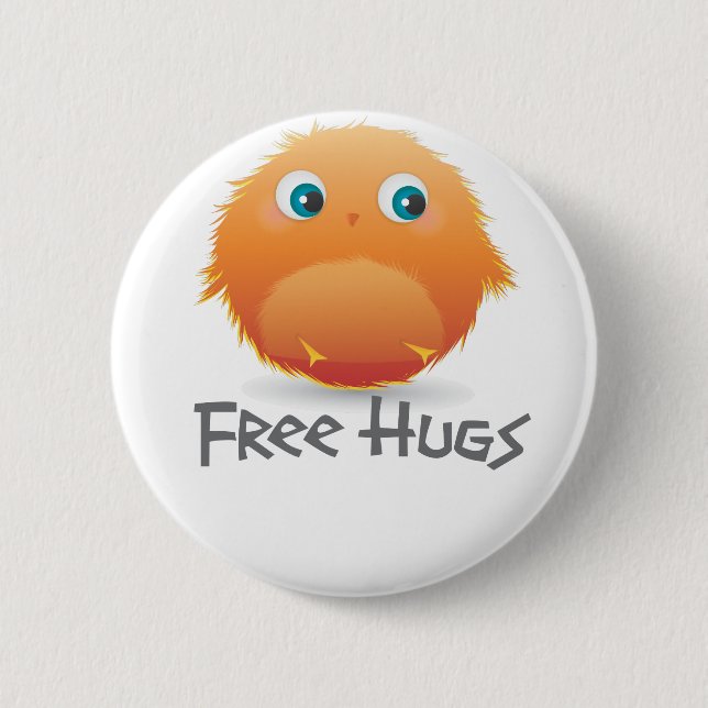 Free hugs small furry creature pinback button (Front)