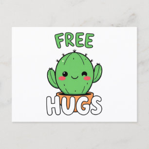 Free Hugs Smiling Cactus Cute Desert Postcard