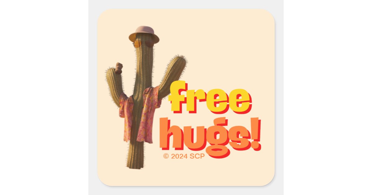 Free Hugs! Square Sticker | Zazzle