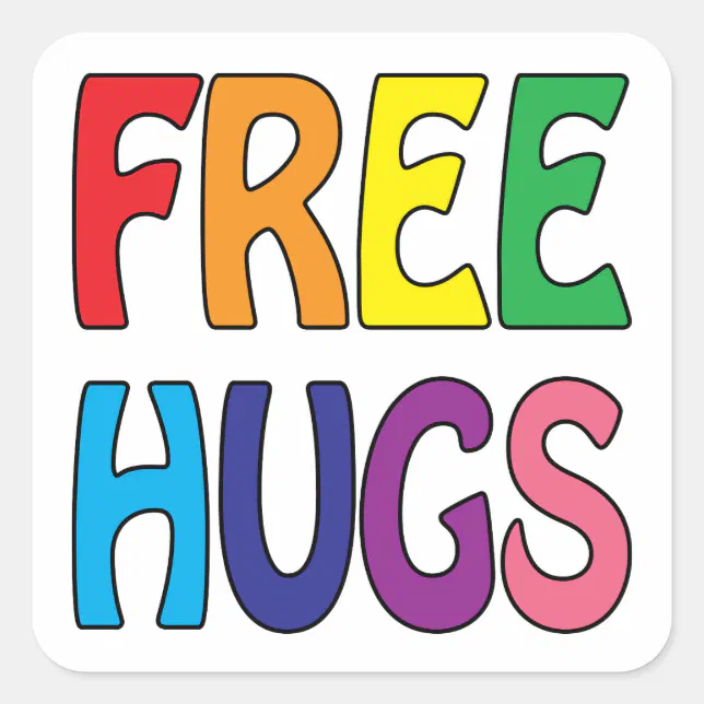 Free Hugs Square Sticker | Zazzle