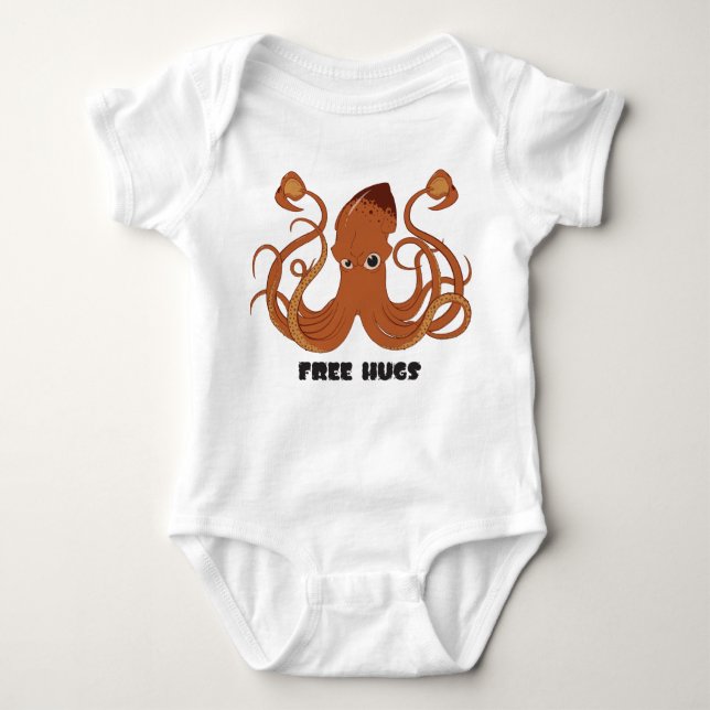 Free Hugs Squid Infant Baby Creeper Outfit (Front)