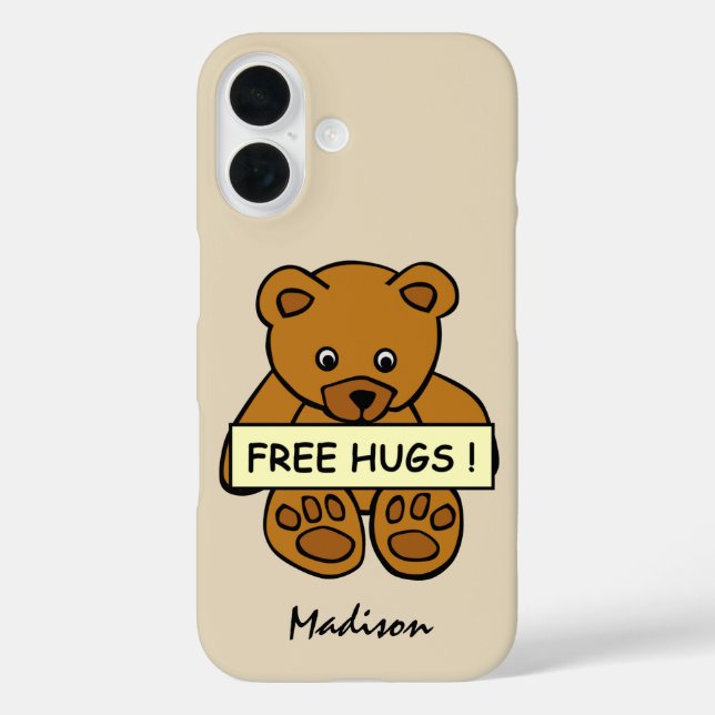 Free Hugs Teddy custom name & color phone cases (Back)